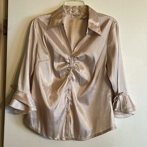 Vintage MKM Elegant Blouse with 3/4 Ruffled Trumpet Sleeve